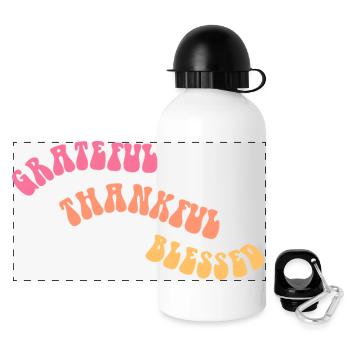 Grateful Thankful - Gratitude - Gift - Panoramic Thermal Bottle with Lid 500 ml - white - Front