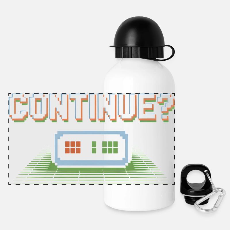Continue Retro Gamer Pixel 8 Bit Arcade Screen - Panoramic Thermal Bottle with Lid 500 ml - white