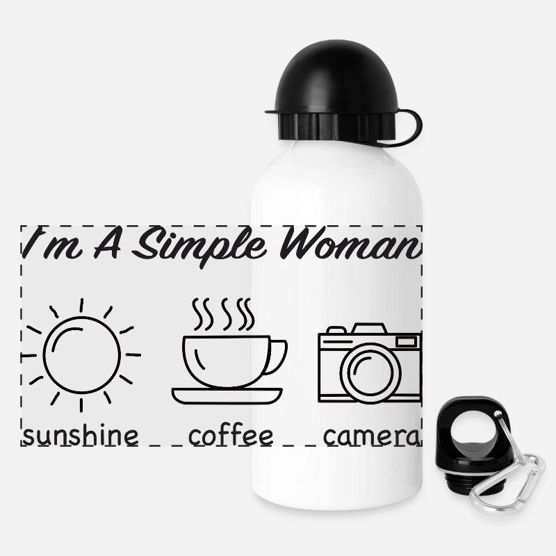 Easy Woman Sun Coffee Camera - Panoramic Thermal Bottle with Lid 500 ml - white