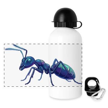 Blaue Ameise Details Makro Vektor Grafik Ameisen - Panorama Trinkflasche mit Deckel 500 ml - Weiß - Vorne