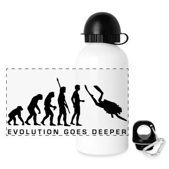 evolution_taucher_b - Panorama Trinkflasche mit Deckel 500 ml - Weiß - Vorne