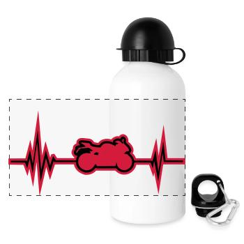 motorrad puls - Panorama Trinkflasche mit Deckel 500 ml - Weiß - Vorne