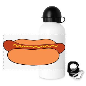 Hot dog Wurst - Panorama Trinkflasche mit Deckel 500 ml - Weiß - Vorne