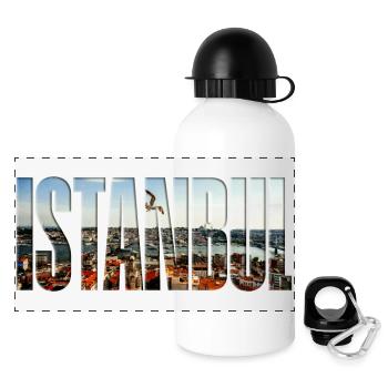 Istanbul Skyline Lettering - Panoramic Thermal Bottle with Lid 500 ml - white - Front