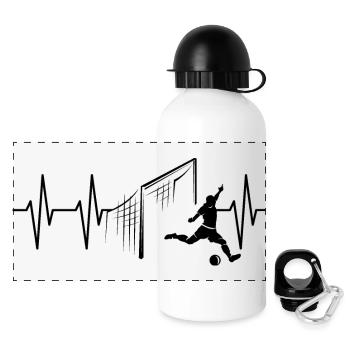 Soccer Goal Shot Heartbeat Player Team - Panoramic Thermal Bottle with Lid 500 ml - white - Front