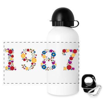 Fleurs 1987 - Gourde panoramique avec couvercle 500 ml - blanc - Devant