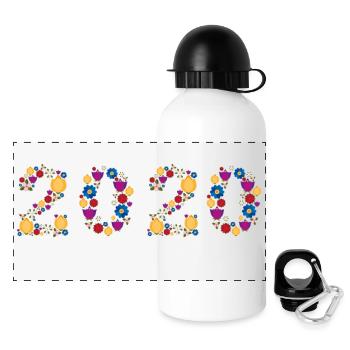 Fleurs 2020 - Gourde panoramique avec couvercle 500 ml - blanc - Devant