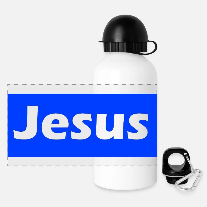 Jesus - Panorama Trinkflasche mit Deckel 500 ml - Weiß