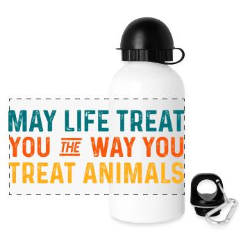 Citation Animale Optimisme Positive - Gourde panoramique avec couvercle 500 ml - blanc - Devant