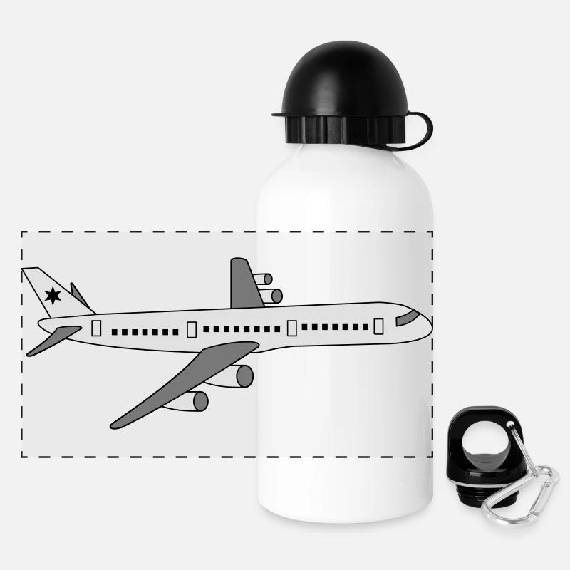 Flugzeug - Panorama Trinkflasche mit Deckel 500 ml - Weiß