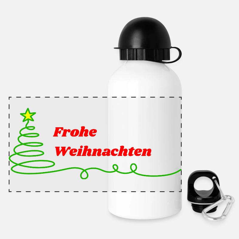 Frohe Weihnachten - Minimalistisch - Panorama Trinkflasche mit Deckel 500 ml - Weiß