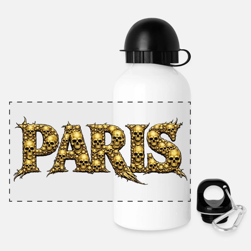 PARIS Skull Font - Panoramic Thermal Bottle with Lid 500 ml - white