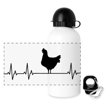 Fans de poulets - - Coq - Poussins - Gourde panoramique avec couvercle 500 ml - blanc - Devant