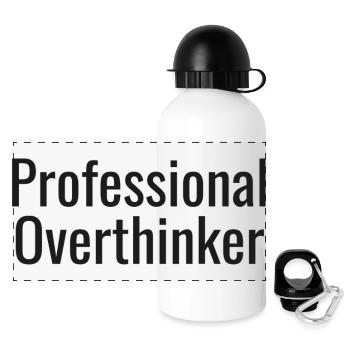 Overthinker tee | Funny Anxiety Gift - Panoramic Thermal Bottle with Lid 500 ml - white - Front