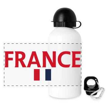 Französisches Flaggenthema: Trikolore-Stil - Panorama Trinkflasche mit Deckel 500 ml - Weiß - Vorne