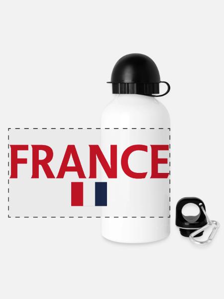 French Flag Theme: Tricolor Style - Panoramic Thermal Bottle with Lid 500 ml - white