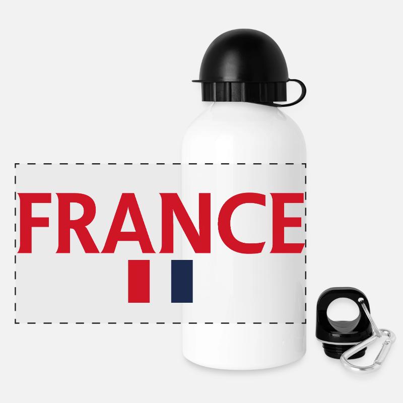 Thème du drapeau français : Style tricolore - Gourde panoramique avec couvercle 500 ml - blanc