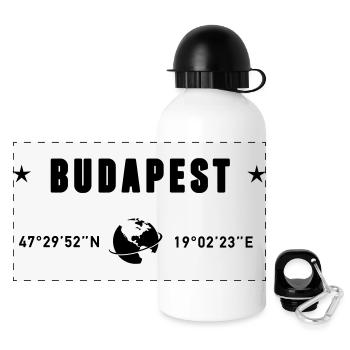 Budapest Hungary Coordinates Planet Earth - Panoramic Thermal Bottle with Lid 500 ml - white - Front
