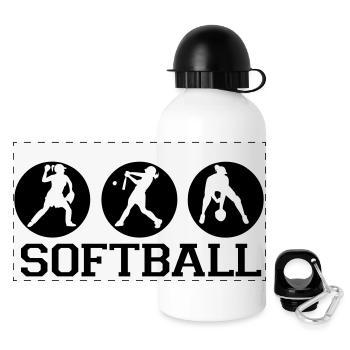 softball_dicke_linien - Panoramic Thermal Bottle with Lid 500 ml - white - Front