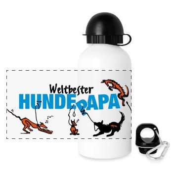 hundepapa - Panorama Trinkflasche mit Deckel 500 ml - Weiß - Vorne