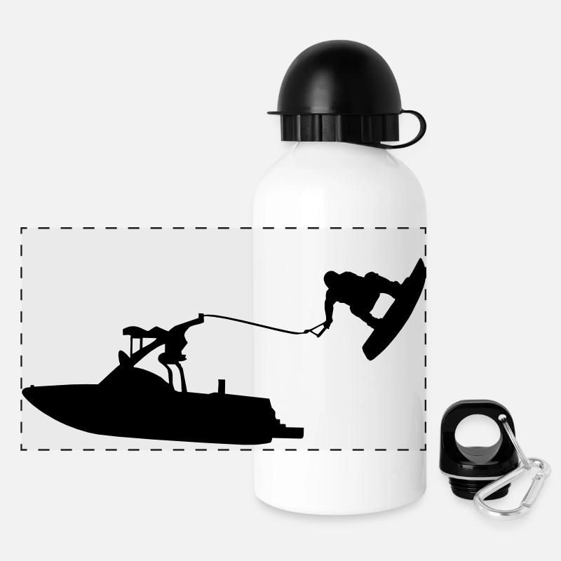 wakeboat_1 - Gourde panoramique avec couvercle 500 ml - blanc