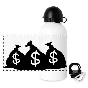 money_bag_1_f1 - Panorama Trinkflasche mit Deckel 500 ml - Weiß - Vorne