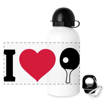I love table tennis j'aime le tennis de table - Gourde panoramique avec couvercle 500 ml - blanc - Devant