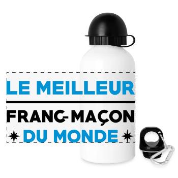 Franc-Maçonnerie / Franc Maçonnerie / Franc Maçon - Gourde panoramique avec couvercle 500 ml - blanc - Devant