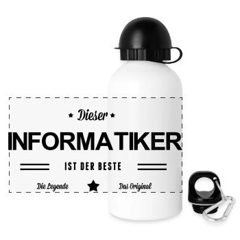 Bester Informatiker - Panorama Trinkflasche mit Deckel 500 ml - Weiß - Vorne