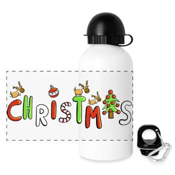 Christmas Font - Gift - Comic - Cartoon - Panoramic Thermal Bottle with Lid 500 ml - white - Front