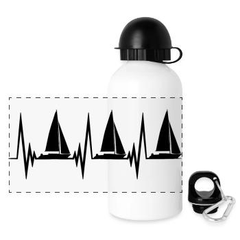 Segeln Herzlinie - Panorama Trinkflasche mit Deckel 500 ml - Weiß - Vorne