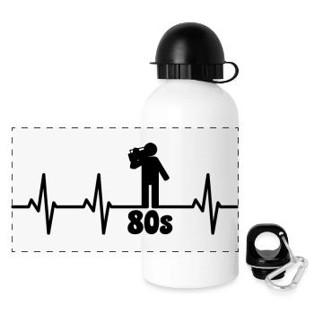 80er Jahre Liebhaber Herzlinie - Panorama Trinkflasche mit Deckel 500 ml - Weiß - Vorne