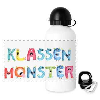 Klassenmonster Alphabet Bunte lustige Buchstaben - Panorama Trinkflasche mit Deckel 500 ml - Weiß - Vorne