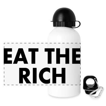 Eat the rich - Panorama Trinkflasche mit Deckel 500 ml - Weiß - Vorne