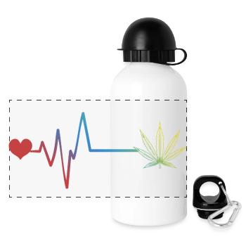 Hemp Leaf Pulse Heartbeat Cannabis - Panoramic Thermal Bottle with Lid 500 ml - white - Front