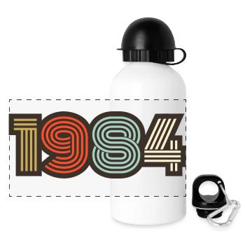 1984 rétro vintage - Gourde panoramique avec couvercle 500 ml - blanc - Devant