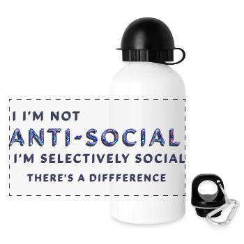 I'm Not Anti-Social I'm Selectively Social - Panoramic Thermal Bottle with Lid 500 ml - white - Front