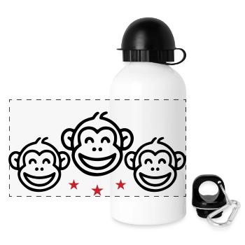Affen Gruppe - Panorama Trinkflasche mit Deckel 500 ml - Weiß - Vorne