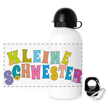 kleine Schwester - Panorama Trinkflasche mit Deckel 500 ml - Weiß - Vorne