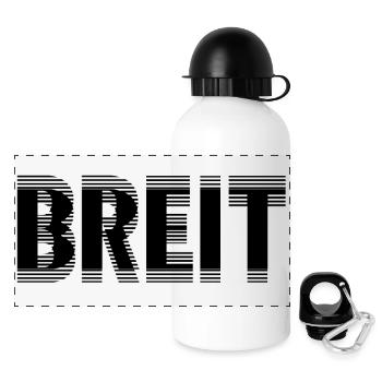 Breit Black by Falsches Design - Panorama Trinkflasche mit Deckel 500 ml - Weiß - Vorne
