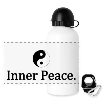 Yin und Yang Innerer Frieden Inner peace - Panorama Trinkflasche mit Deckel 500 ml - Weiß - Vorne