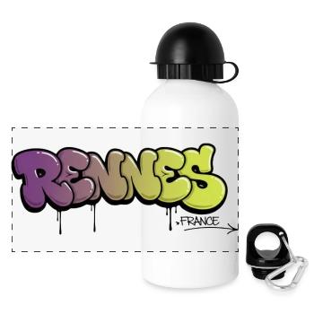 Rennes graffiti lettering with color gradient - Panoramic Thermal Bottle with Lid 500 ml - white - Front