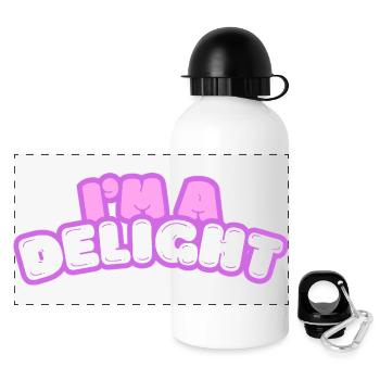 Im Delight Bubble Text - Panorama Trinkflasche mit Deckel 500 ml - Weiß - Vorne