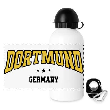 Conception de la police courbe Dortmund - Gourde panoramique avec couvercle 500 ml - blanc - Devant