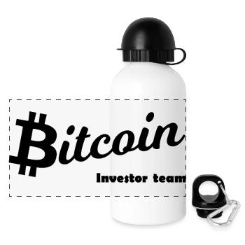 Bitcoin Symbol Schwarzsilhouette - Panorama Trinkflasche mit Deckel 500 ml - Weiß - Vorne