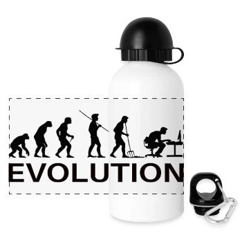 Evolution Gamer | Computer Freak Nerd PC - Panorama Trinkflasche mit Deckel 500 ml - Weiß - Vorne