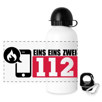 Feuerwehr 112 - Panorama Trinkflasche mit Deckel 500 ml - Weiß - Vorne