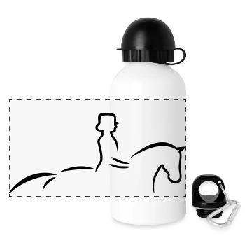 Dressurpferd - Panorama Trinkflasche mit Deckel 500 ml - Weiß - Vorne