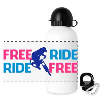 Freeride Biker - Panorama Trinkflasche mit Deckel 500 ml - Weiß - Vorne