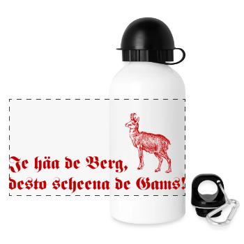 De scheena Gams - Panorama Trinkflasche mit Deckel 500 ml - Weiß - Vorne